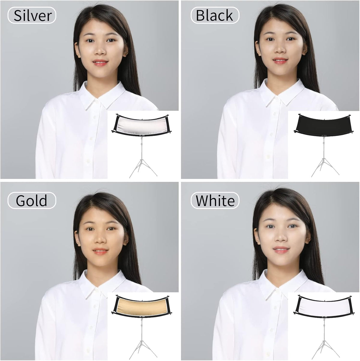 White/Silver/Gold/Black Clamshell Light Reflector with Carry Bag H66456