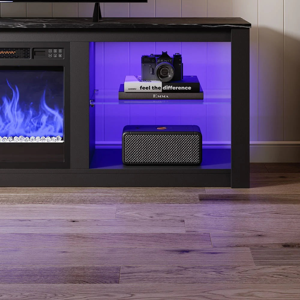 Black Electric Fireplace TV Stand K821