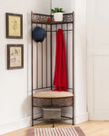 Brushed Copper Metal Storage Bench with Coat Rack L8860