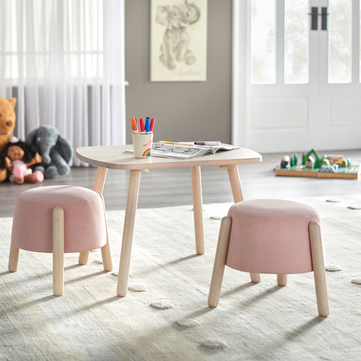 Kids Stool Blue/Natural F916