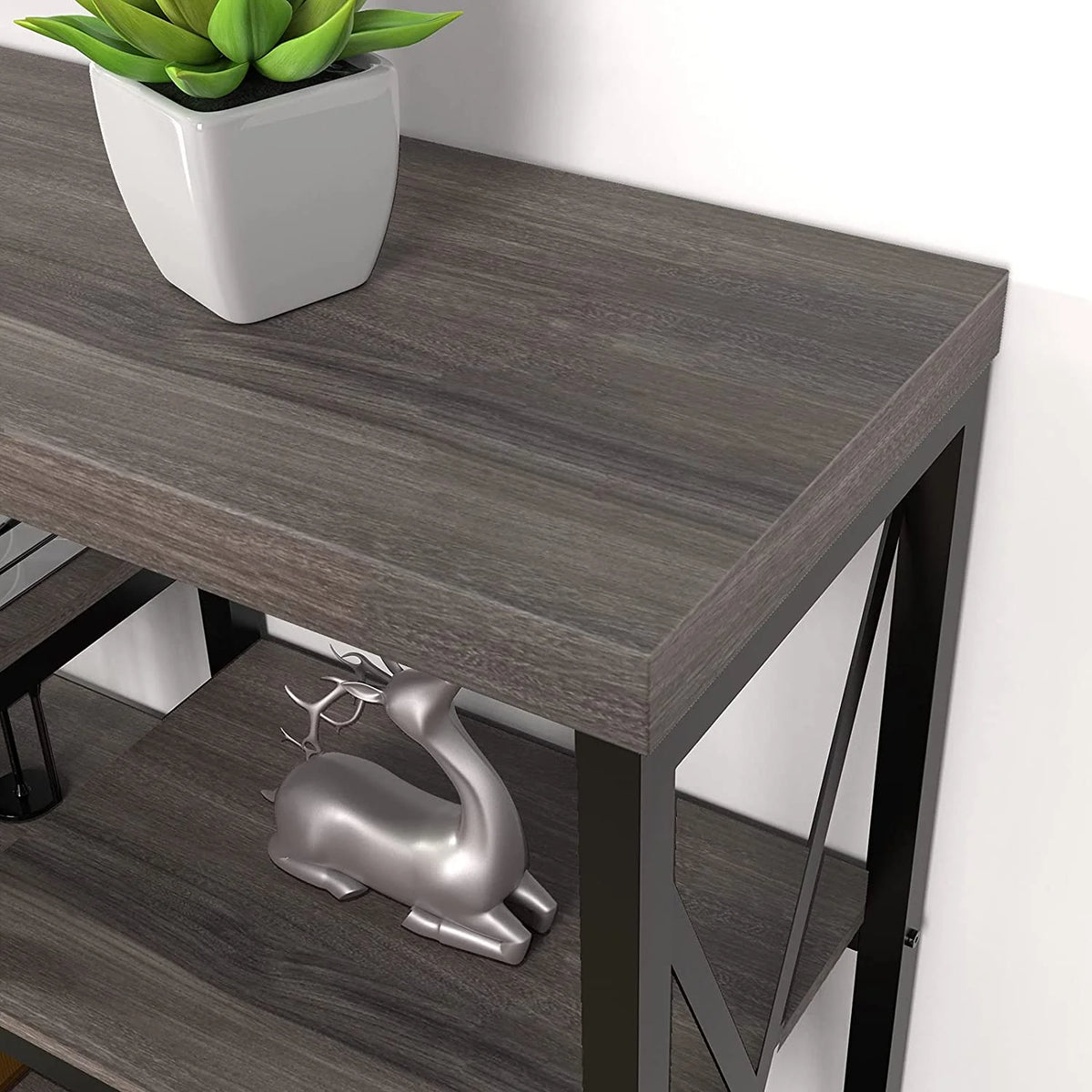 Gray 55"L Narrow Console Table with Storage Shelves A3831