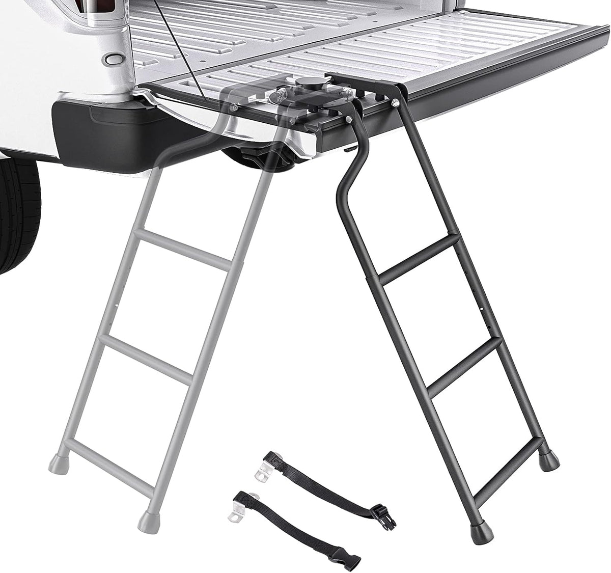 Foldable Pickup Truck Tailgate Ladder, Steel, 300 lbs, Pack of 2 R545173