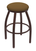 Swivel Extra Tall Bar Stool with Bronze Finish and Saddle Seat Q31936