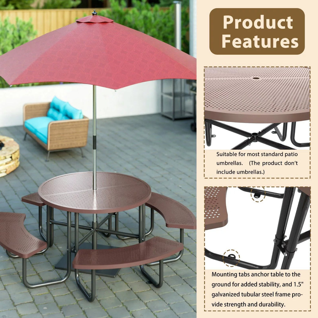 Brown Round Portable Picnic Table R907