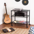 3-Tier Black Metal Rolling Adjustable Media Cart J4654