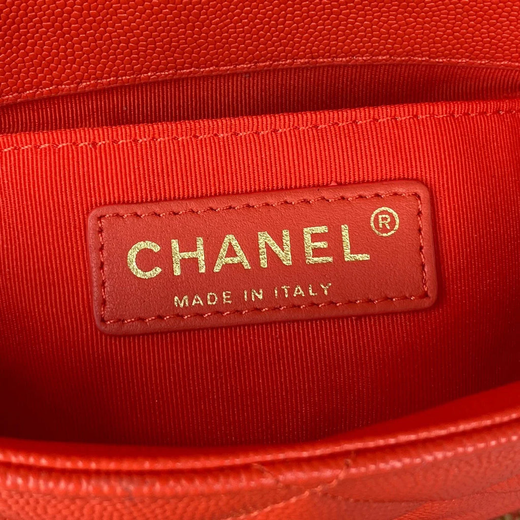 Mini Flap Bag With Top Handle Gold Hardware Red 7.9in/20cm A3303