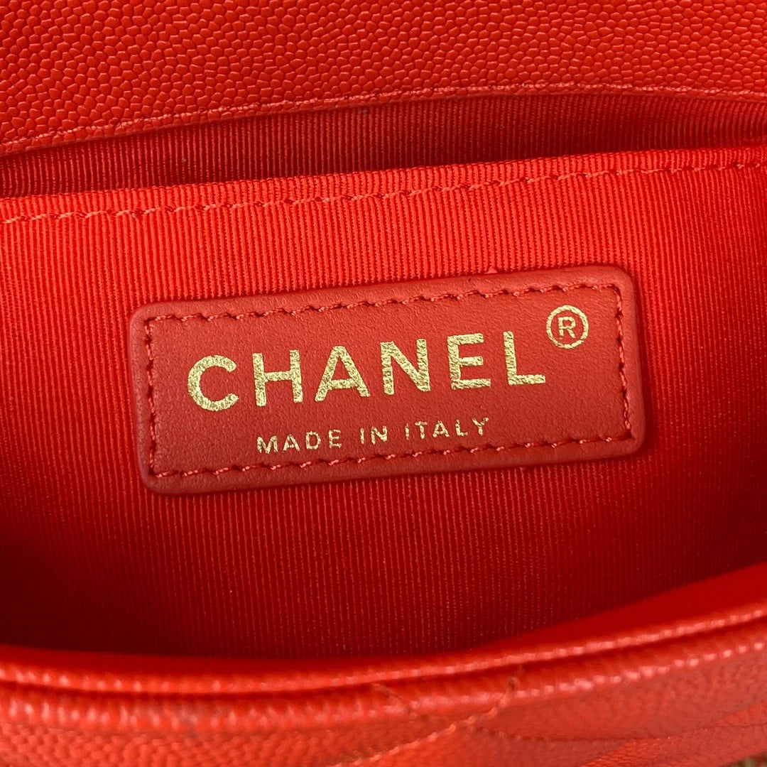 Mini Flap Bag With Top Handle Gold Hardware Red 7.9in/20cm A3303