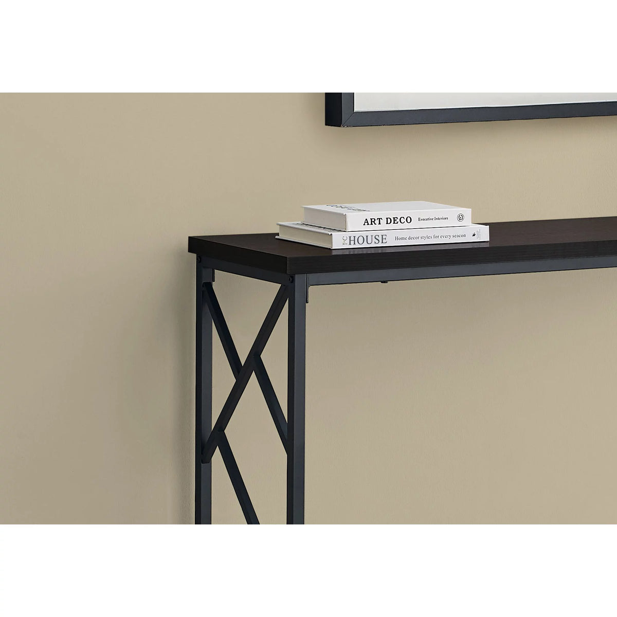 Espresso Brown and Black Rectangular Console Table J10015