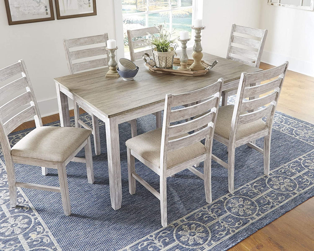 7 Piece Dining Set in White and Light Brown Z695994