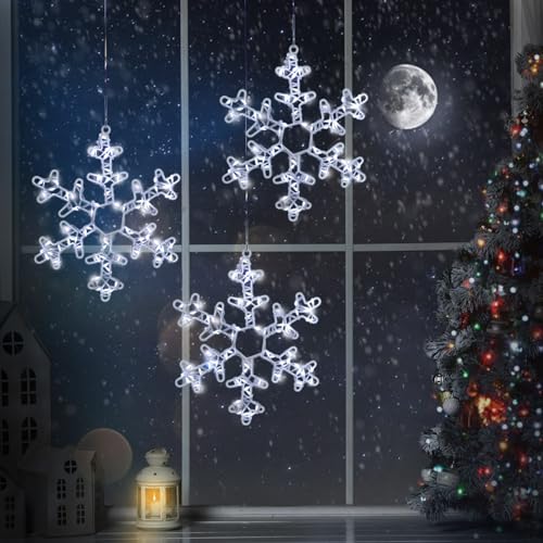 Battery Powered Snowflake Shaped LED Window Lights L32368