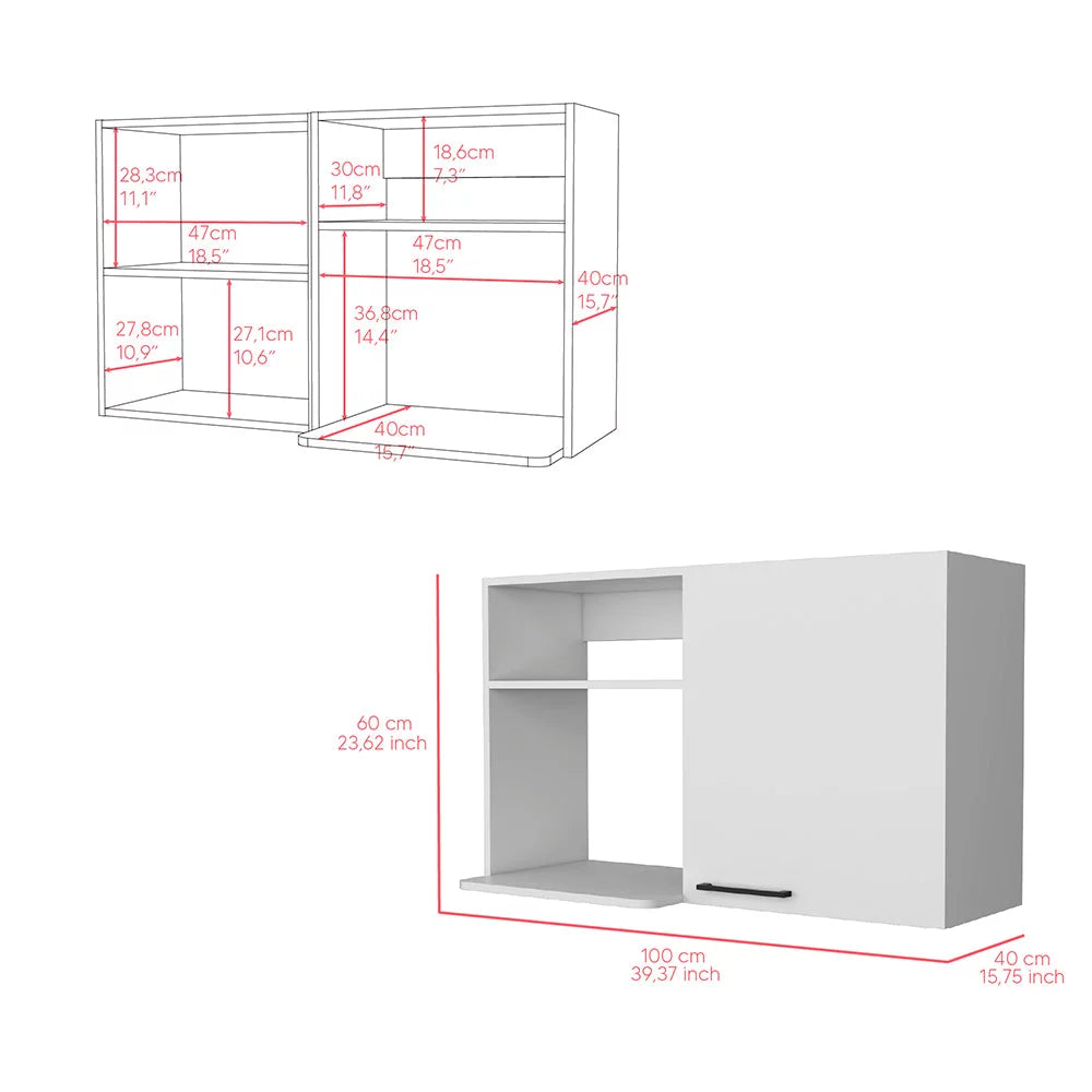 2 Piece Kitchen Set, Wall Cabinet + Utility Sink, White Finish N73422