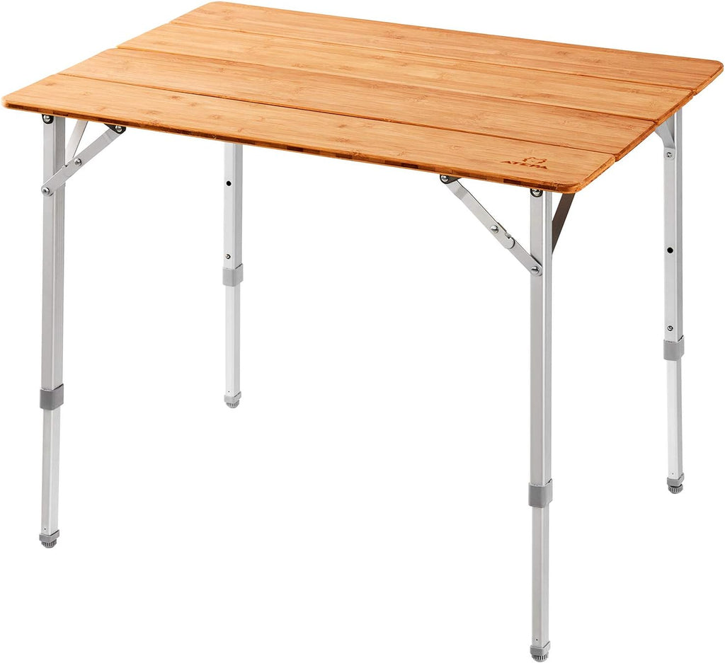 Bamboo Folding Table with Adjustable Height Aluminum Legs F761122