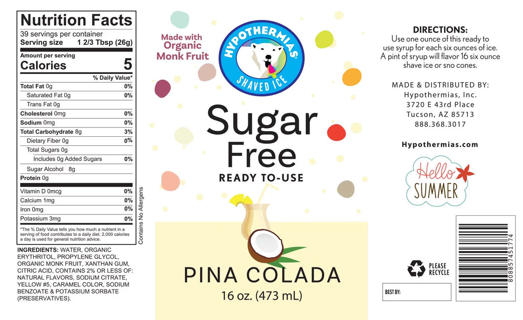 Sugar Free Snow Cone Syrups 3 Pints 16 fl. oz Each F211
