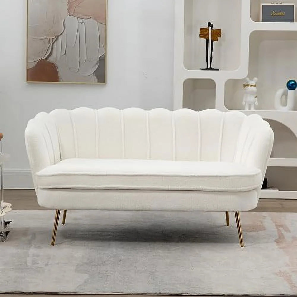 Boucle Loveseat Sofa with Gold Metal Legs P86245