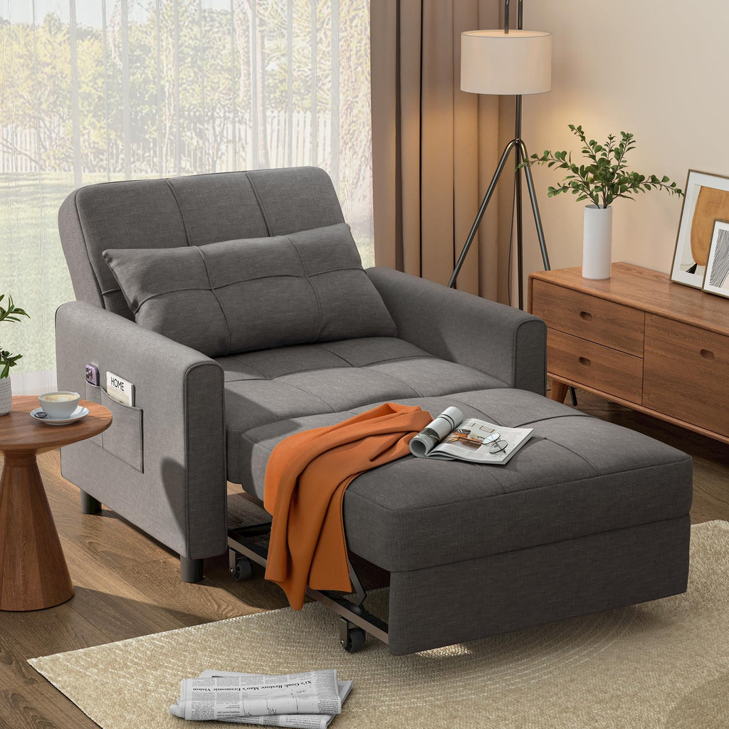 Light Gray Convertible Sofa Bed U378769