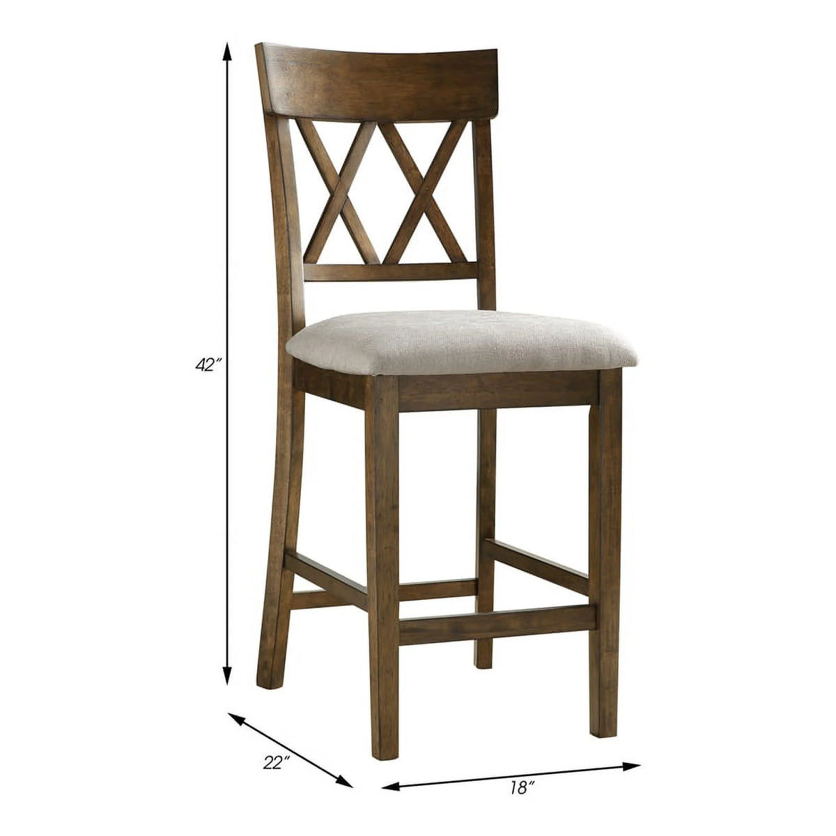 Oak Wood Crossback Counter Height Dining Chair Set of 2 I867321