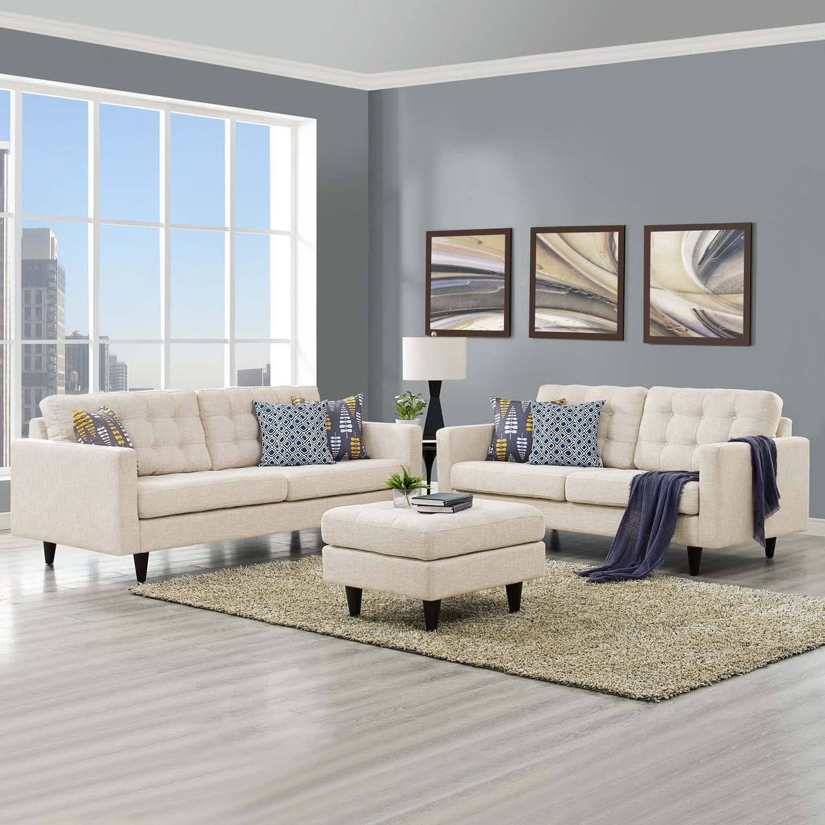 Beige Sofa and Loveseat Set of 2 S8061