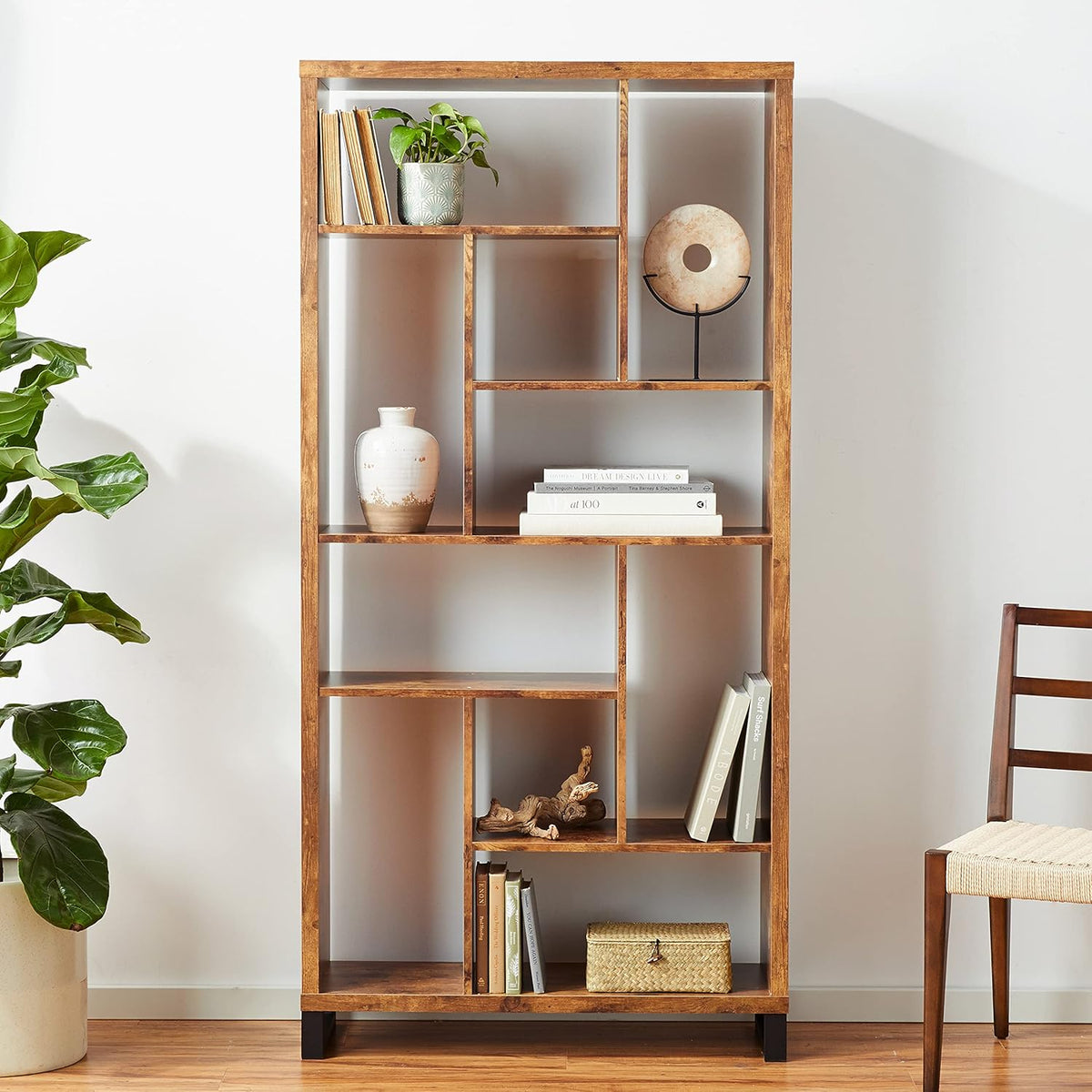 Antique Nutmeg Open Bookcase V390