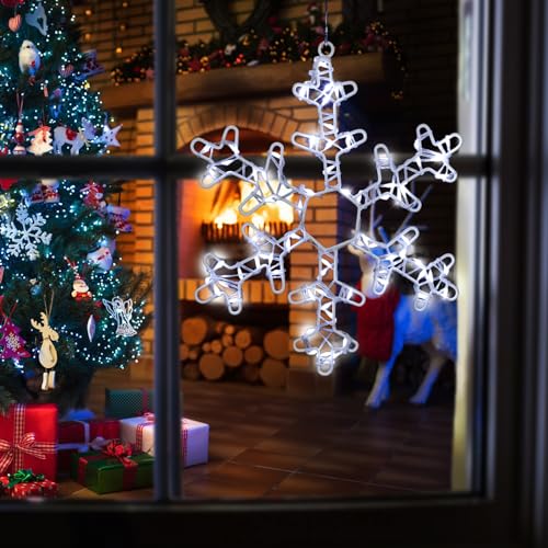 Battery Powered Snowflake Shaped LED Window Lights L32368