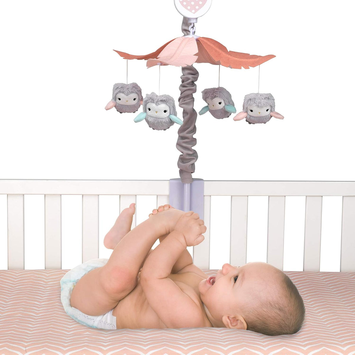 Gray/Pink Musical Baby Crib Mobile R8445