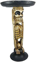 Skull Bone Hand Carved Wood Plant Stand End Table I46097