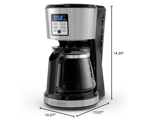 12-Cup Coffee Maker with Non-Drip Carafe and Removable Filter Basket, Black E680271
