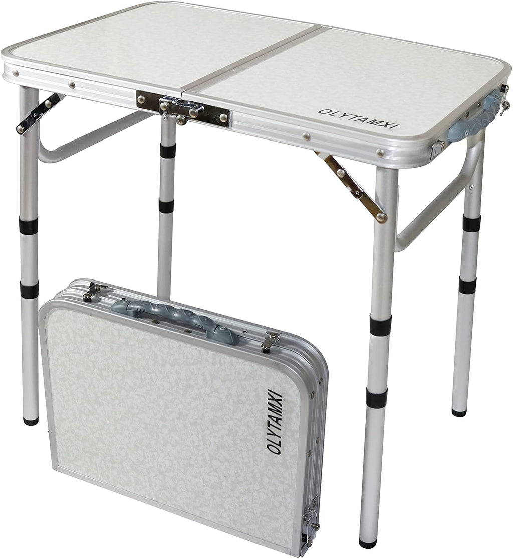 Small Folding Camping Table, 24''×16'' Portable Aluminum Camp Table, Height Adjustable Y19476