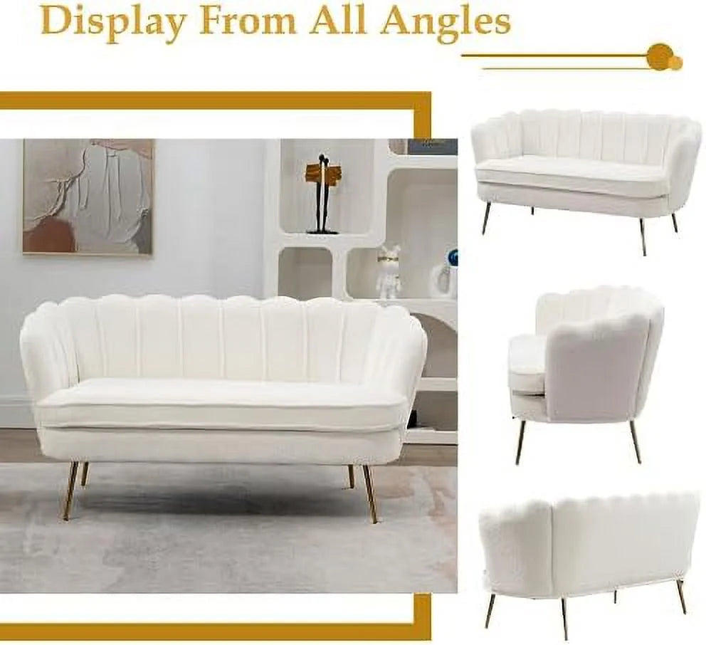 Boucle Loveseat Sofa with Gold Metal Legs P86245