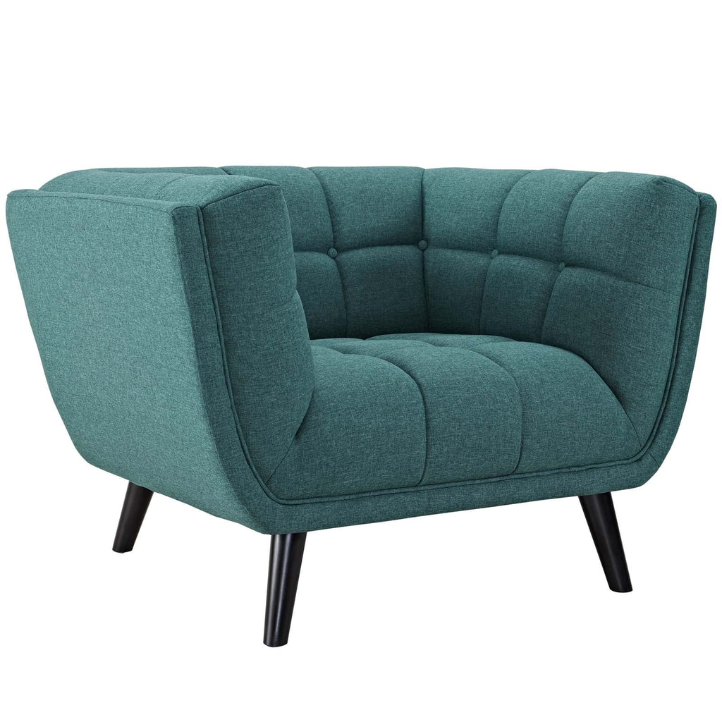 Teal 3 Piece Upholstered Fabric Sofa and Armchair Set U1336