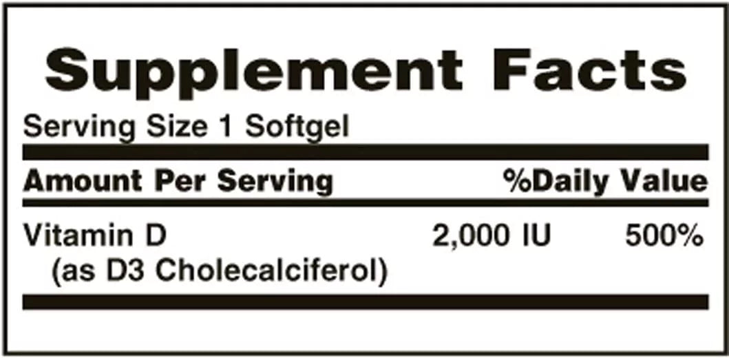 Vitamin D3 2000 IU Softgels Pack of 3 D481389