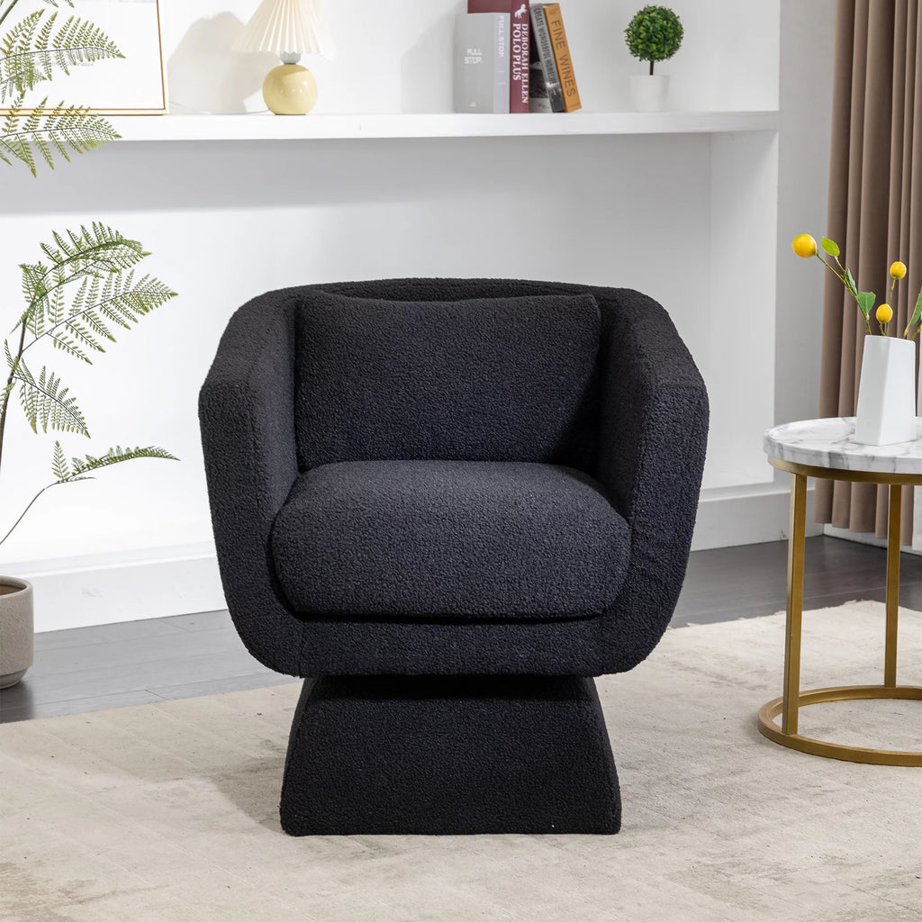 Boucle Swivel Accent Chair with Pillow O785281