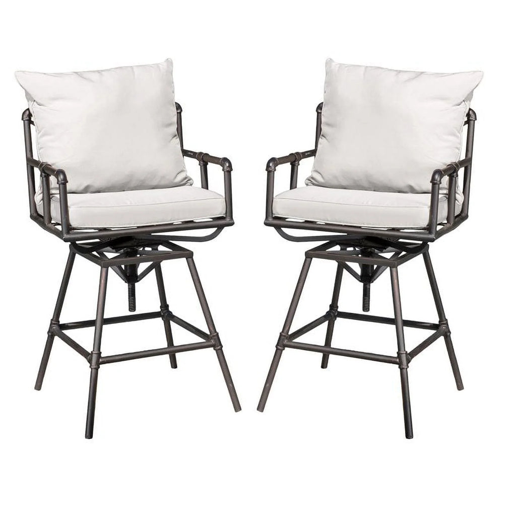 Adjustable Barstool Set of 2 Black Copper Beige X235