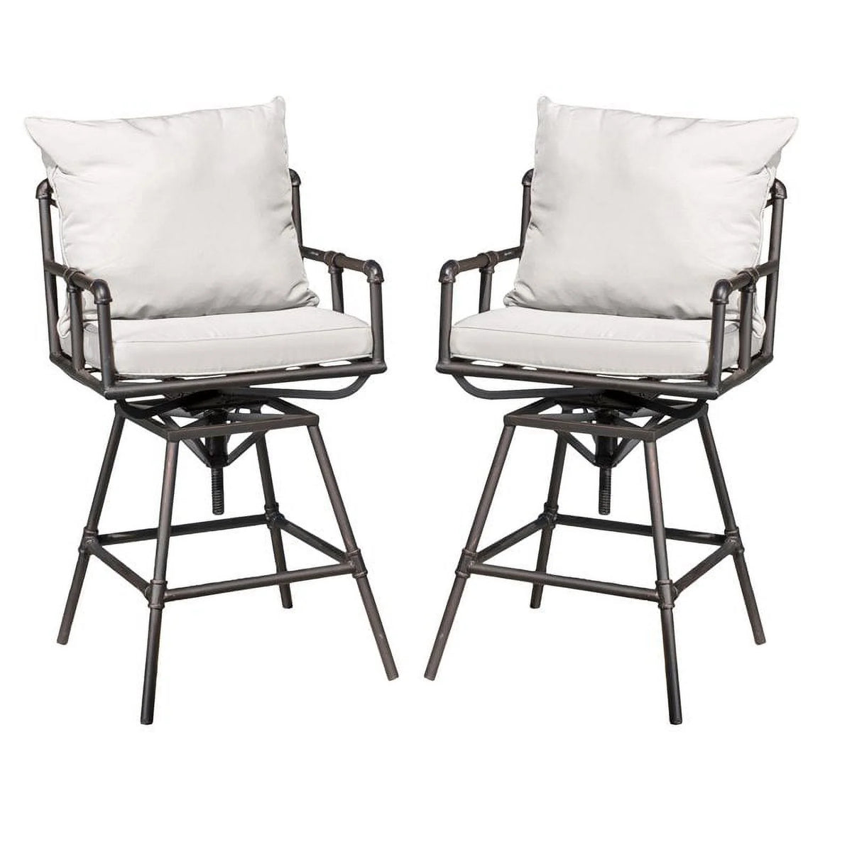 Adjustable Barstool Set of 2 Black Copper Beige X235
