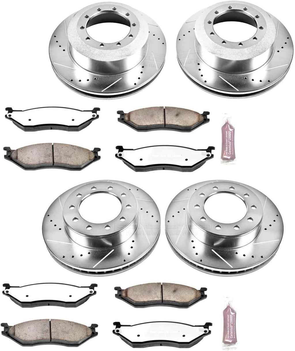 Front and Rear Carbon Fiber Ceramic Brake Kit with Drilled Slotted Brake Rotors A833078