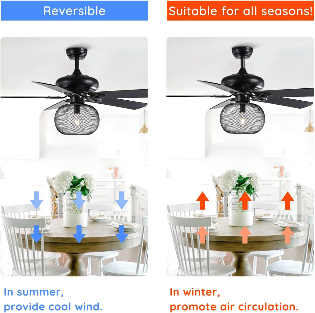 50 Inch Black Industrial Ceiling Fan with Remote V967303