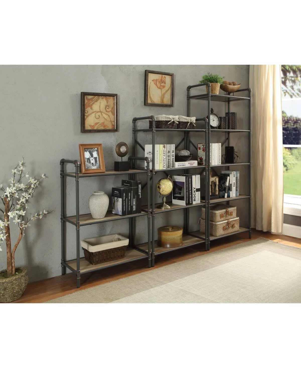 4 Shelf Bookcase, Sandy Gray/Oak I70874