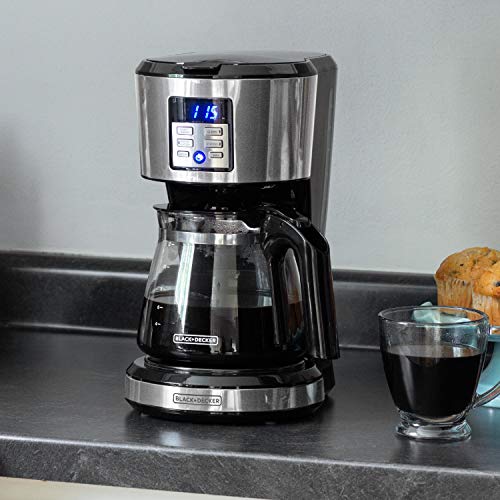 12-Cup Coffee Maker with Non-Drip Carafe and Removable Filter Basket, Black E680271
