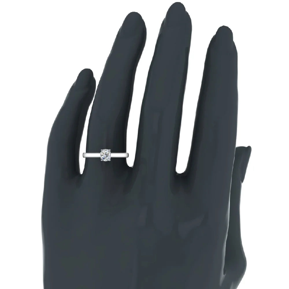 Cushion Solitaire 4-Prong 0.75 Carat 14K Gold Engagement Ring J9341