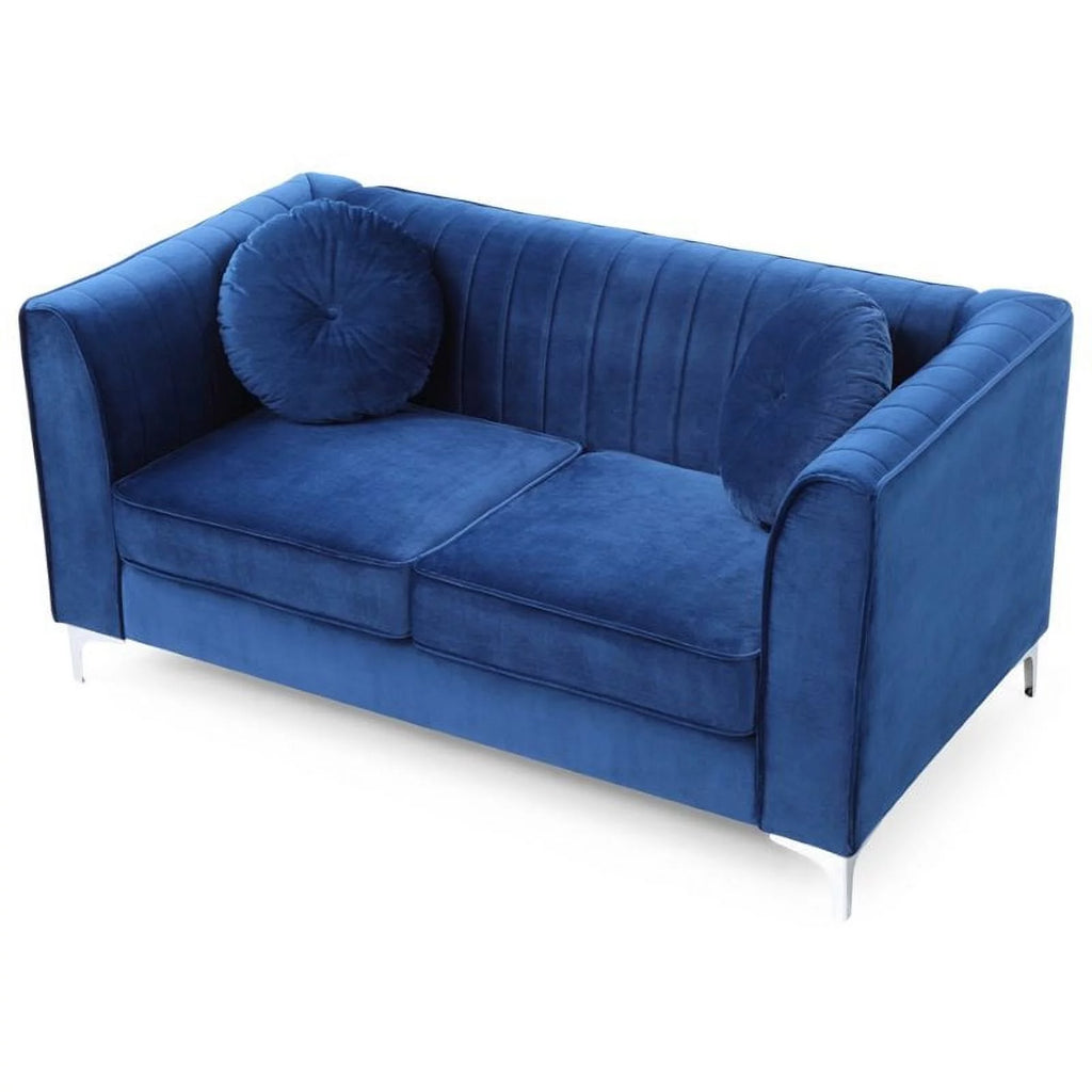 Navy Blue Velvet Loveseat S3758