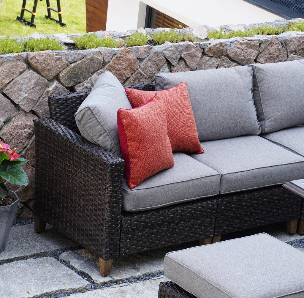 Gray Wicker Right Arm Sofa C196031