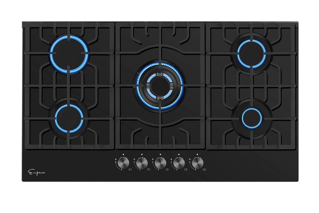 30 inch 5 Burner Gas Cooktop Black Tempered Glass Q411296
